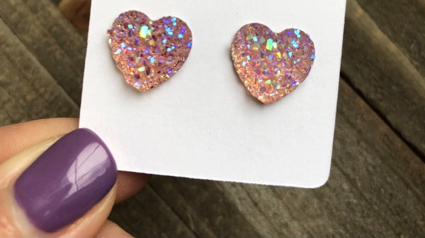 Druzy Heart Earrings