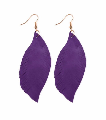 Purple Feather Earrings