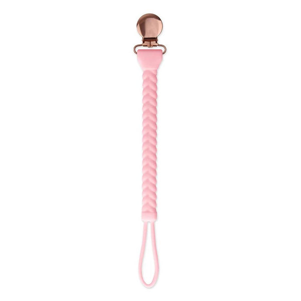 Pink Braided Silicone Pacifier Clip