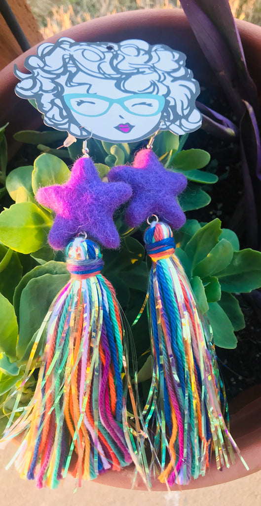 Purple Star Tassel Earrings