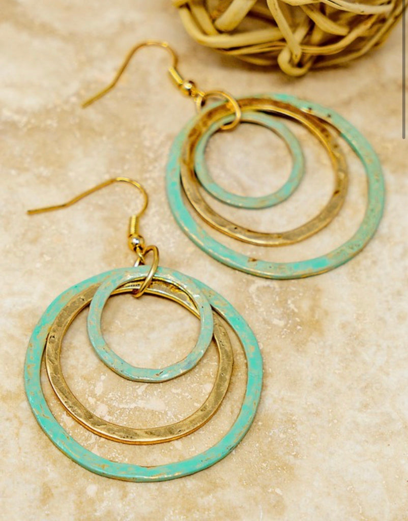 Patina & Gold Hoop Earrings