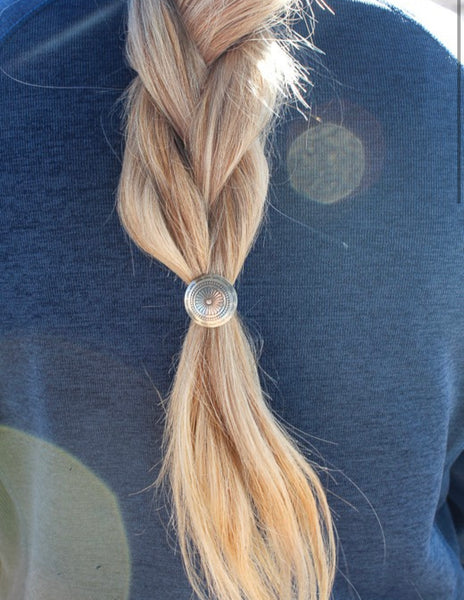 Silver Concho Hair Tye