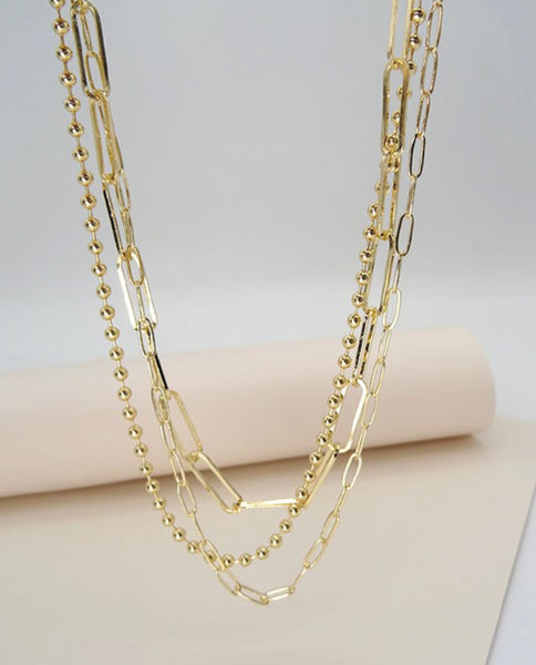 Triple Link Chain with Ball Necklace