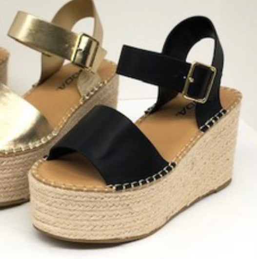 Black Espadrille Wedges