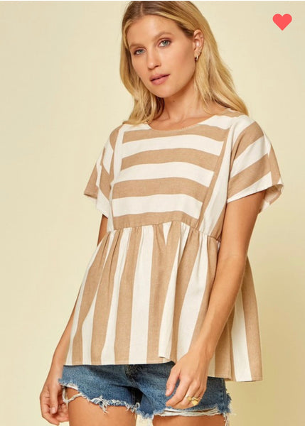 Babydoll Wide Striped Top