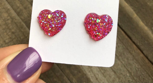 Druzy Heart Earrings