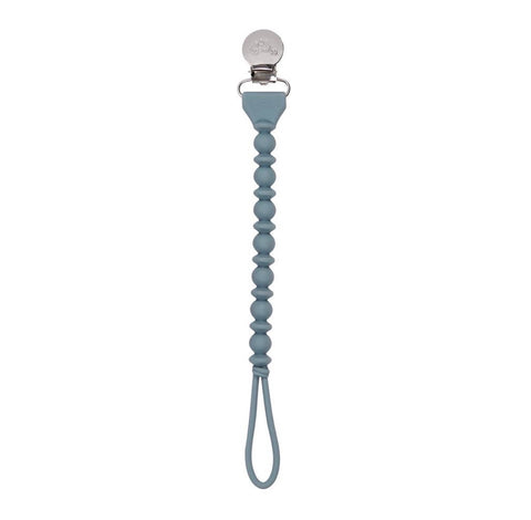 Gray Beaded Pacifier Clip