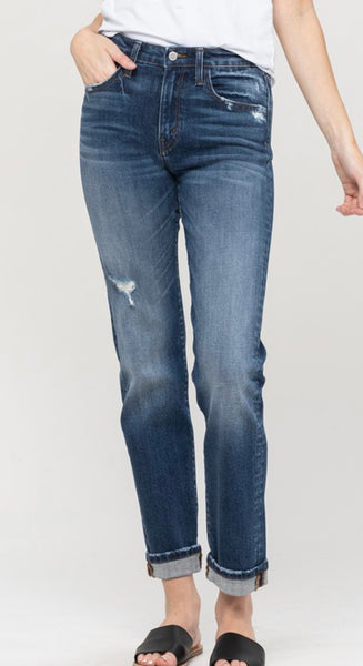 Flying Monkey Cuffed Stretch Boyfriend Jeans