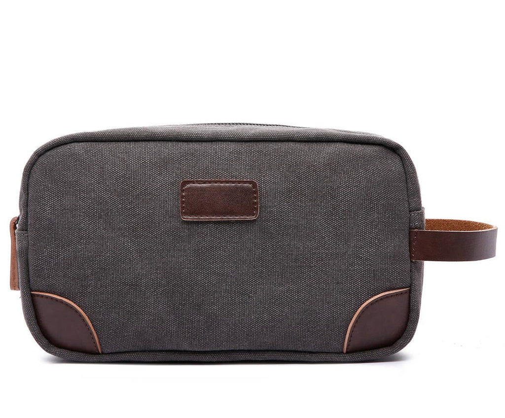 Grey Canvas & Leather Travel Bag