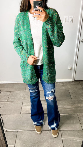 Green One Size Confetti Cardigan