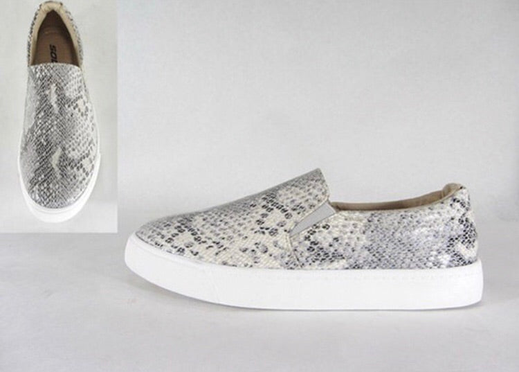 Beige Python Slip On Sneaks